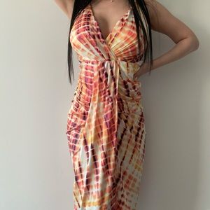 Tie dye front split maxi dress.